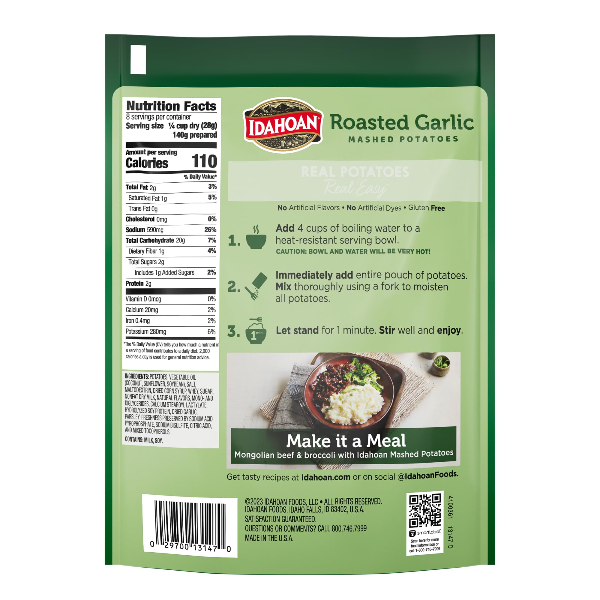 Idahoan Roasted Garlic Mashed Potatoes, 8 Oz