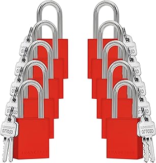 TRADESAFE Lockout Tagout Locks Set - 10 Red Aluminum Loto Locks, Lock Out Tag Out Padlocks Keyed Alike, 2 Keys Per Lockout Padlock, OSHA Compliant