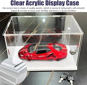 Display Case Acrylic Display Case with Lock & Key, Large Countertop Clear Display Cabinet with Door, Anti-dust Organizer for Figures/Collectibles/Doll(L30xW40xH35cm/12x16x14)