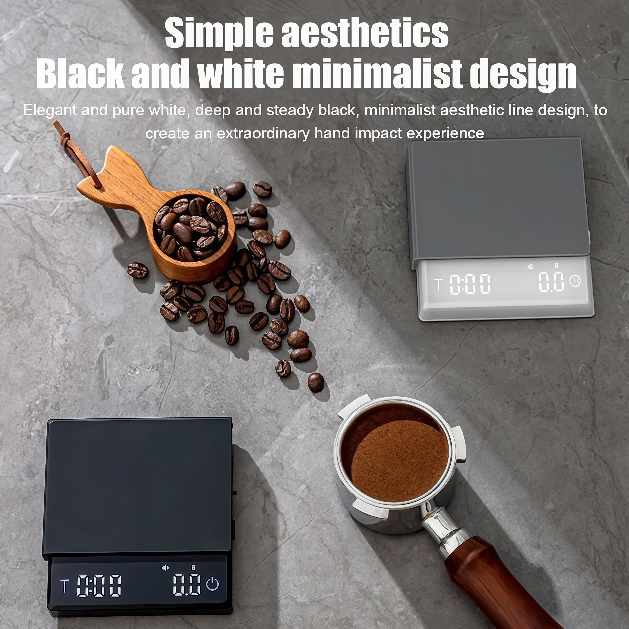 Super Mini Espresso Kaffeewaage mit Timer, Digitale Tragbare Kaffeewaage für Espresso, Pour Over & Manuelles Brühen, Wiederaufladbare Kaffeewaage
