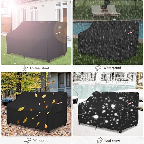 Miniatura 7 de okcool Funda resistente para sofá de patio, 100% impermeable, de 3 plazas, para exteriores de hasta 76 pulgadas de ancho x 32.5 pulgadas de