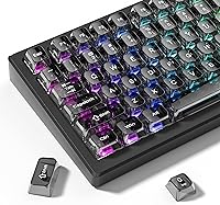 Vista 17 de dagaladoo Teclas transparentes negras para teclado mecánico, teclas MDA transparentes 60 75 100 por ciento, juego de teclas de gelatina cerámica