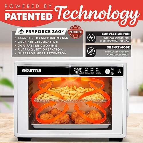 Miniatura 3 de Gourmia Freidora de aire digital French Door  25 cuartos de galón de capacidad XL, 12 presets, pantalla táctil, tecnología FryForce 360,