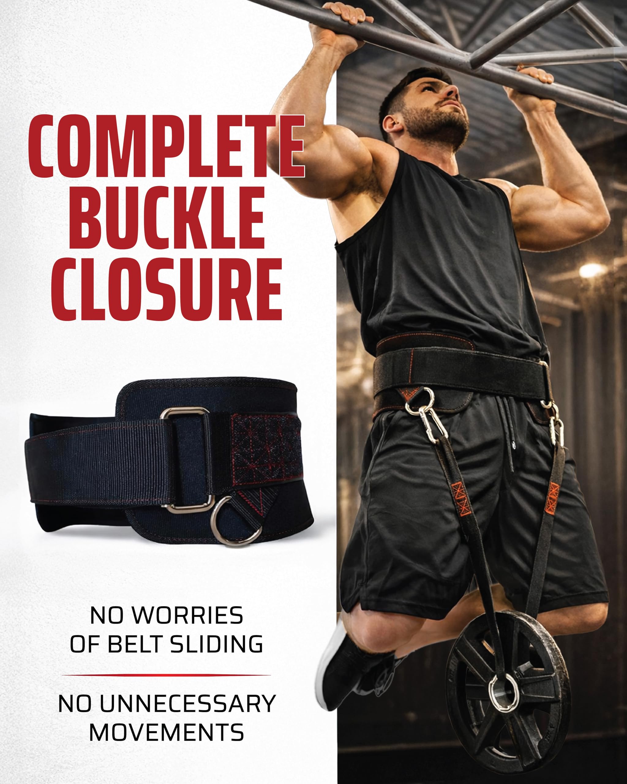 THEFITGUY Ultimate Dip Belt | Chiusura sicura - Non scivola verso il basso | Supporto strutturato per la schiena | Anelli a 45 angoli - Posizione di immersione confortevole | Cinghia da 101,6 cm e 2