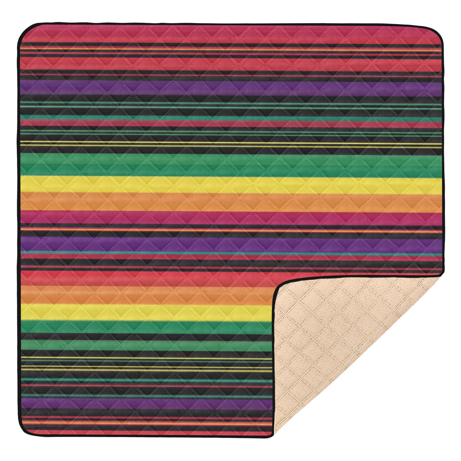 Kigai Colorful Mexican Serape Baby Play Mat for Floor and Playpen 50x50 inch Non-Slip Baby Activity Playmat Waterproof Foldable Crawling Mat for Infants Toddlers