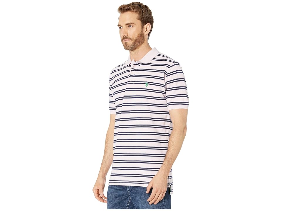 

U.S. POLO ASSN. Double Stripe Polo (Pink Champagne Heather) Men's Clothing, Black