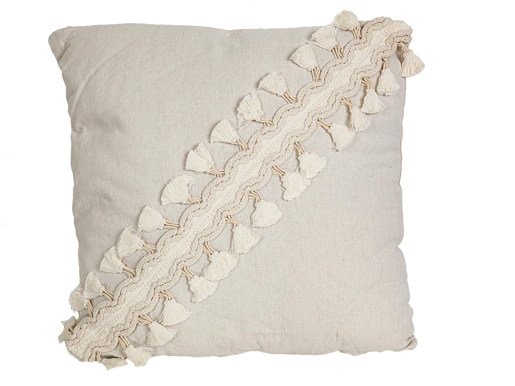 Coussin blanc déco canapé lit en polyester souple avec pompons élégants