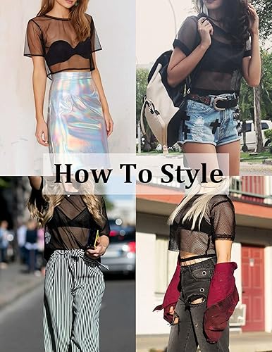 Miniatura 6 de Avidlove Camiseta de red transparente para mujer, sexy, de manga corta, camiseta corta