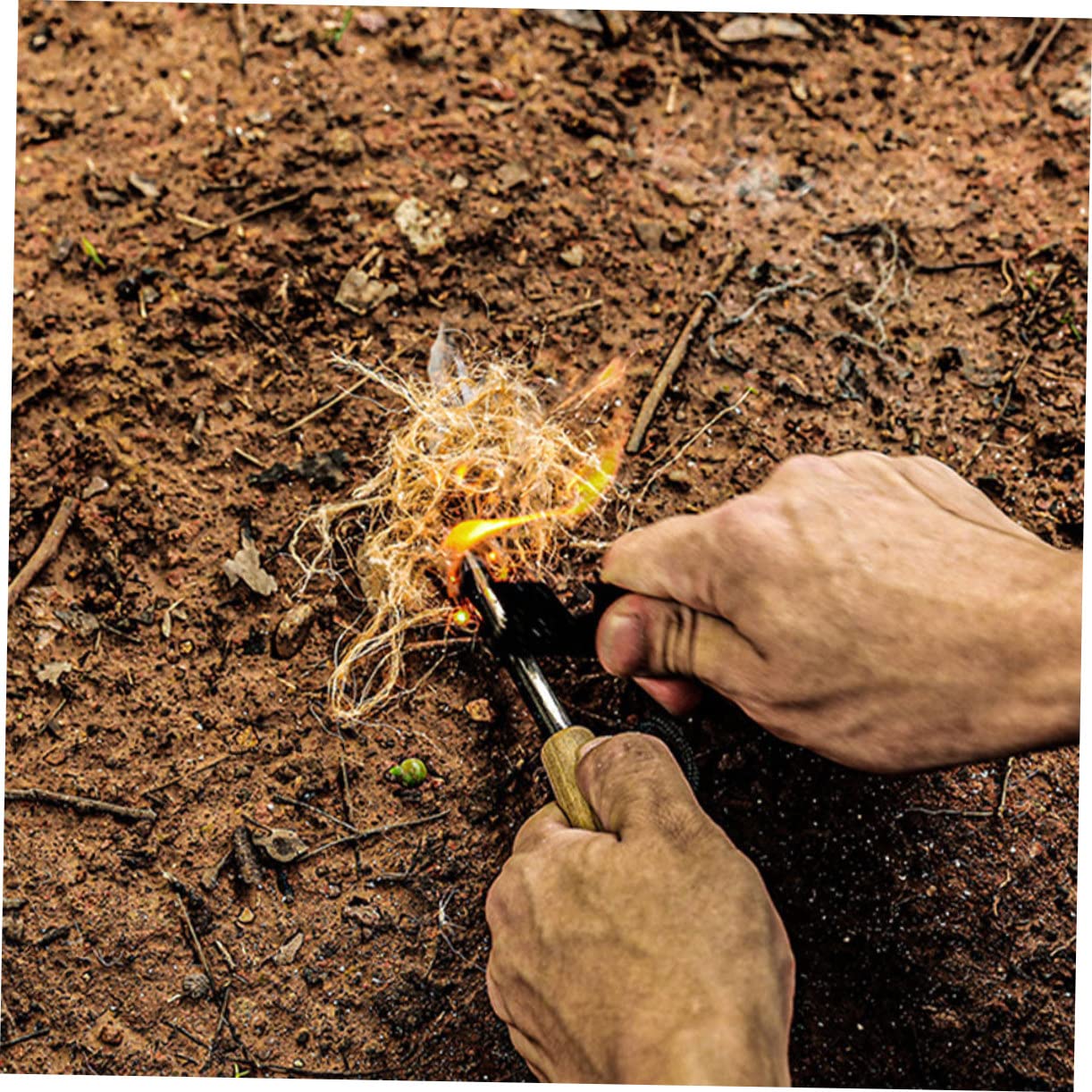 KOMBIUDA 15pcs Jute Rope Survival Wick Lighter for Outdoor Fire Starting Fire for Hiking Camping Emergency Use and Windproof