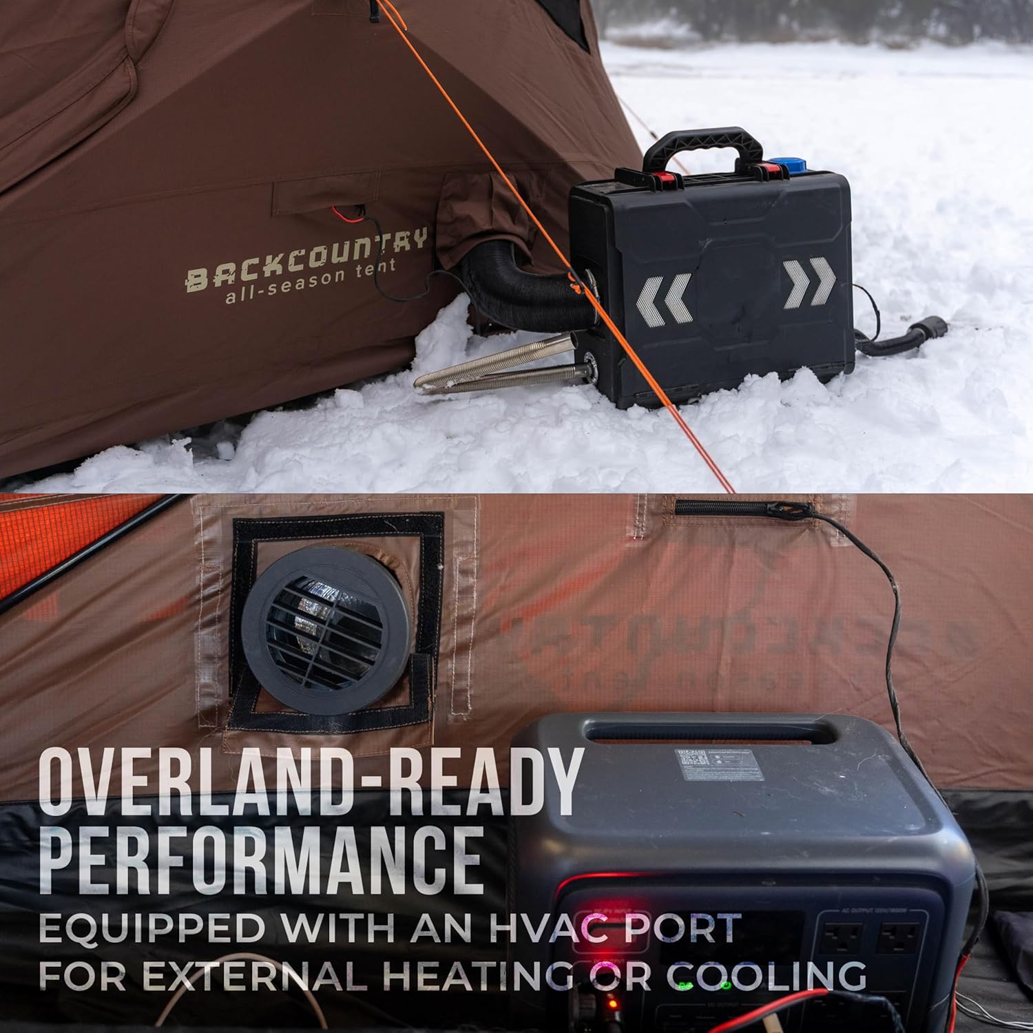 Gazelle Tents™ Backcountry T5 All-Season Hub Tent – Quick 90-Second Setup, Heavy-Duty 300D Ripstop Fabric, HVAC Port, 4-Season Shelter for Overlanding, Camping, and Basecamp Adventures, GBC50WN