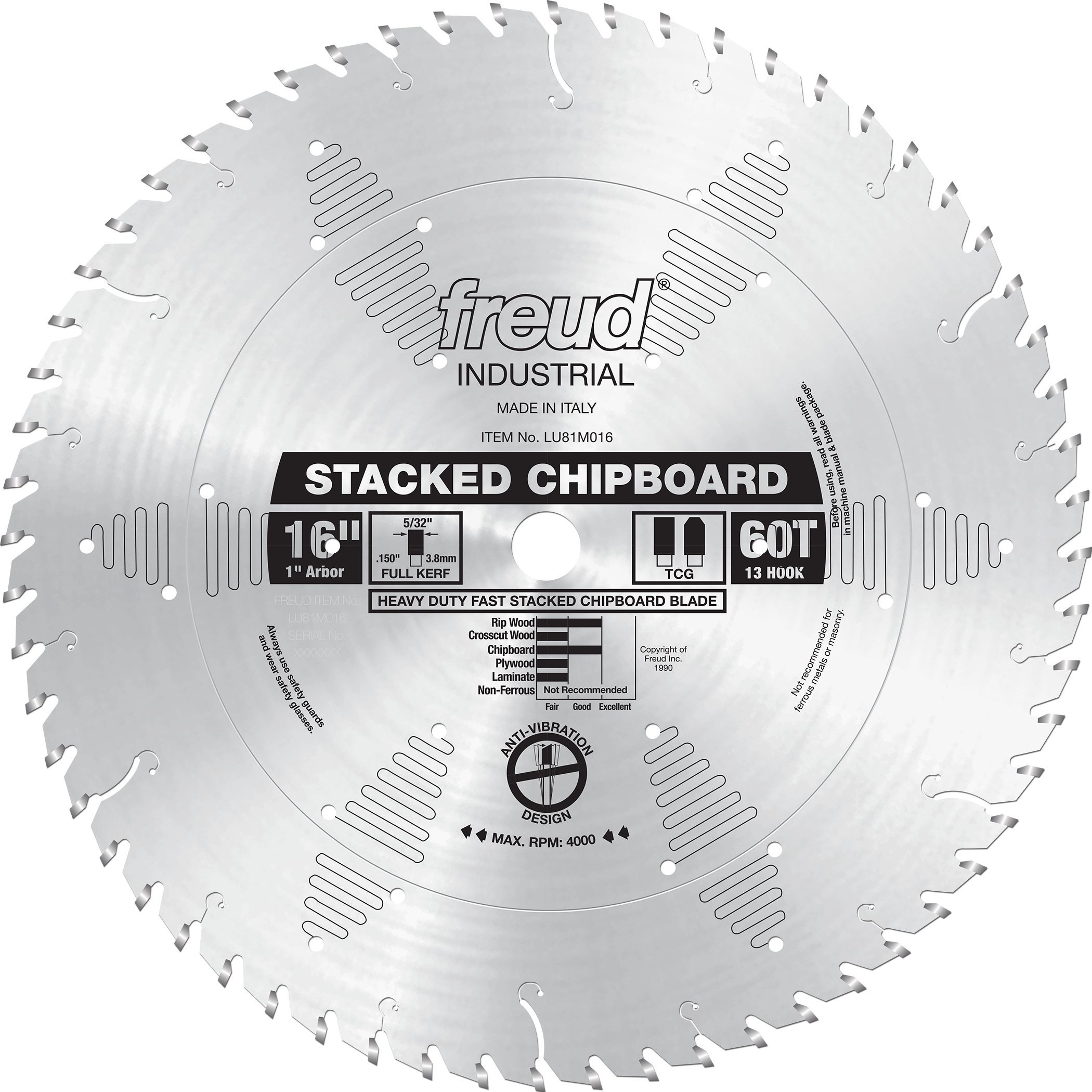 Freud LU81M016: 16" x 60T Heavy Duty Stacked Chipboard Blade