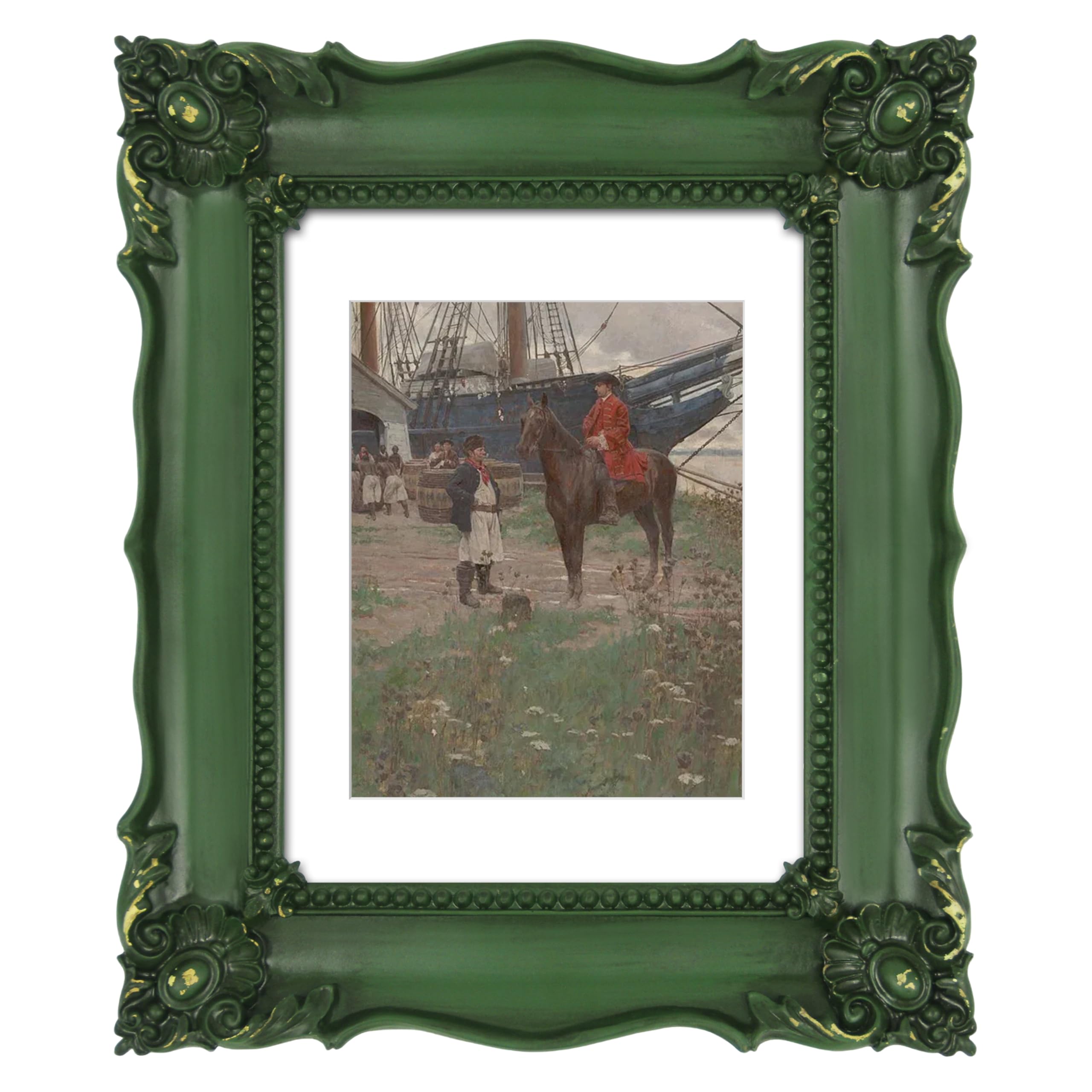 Simon's Shop Green 20X25 Cm Picture Frame Baroque Picture Frames 8X10 Inch Shabby Chic Photo Frames In Moss