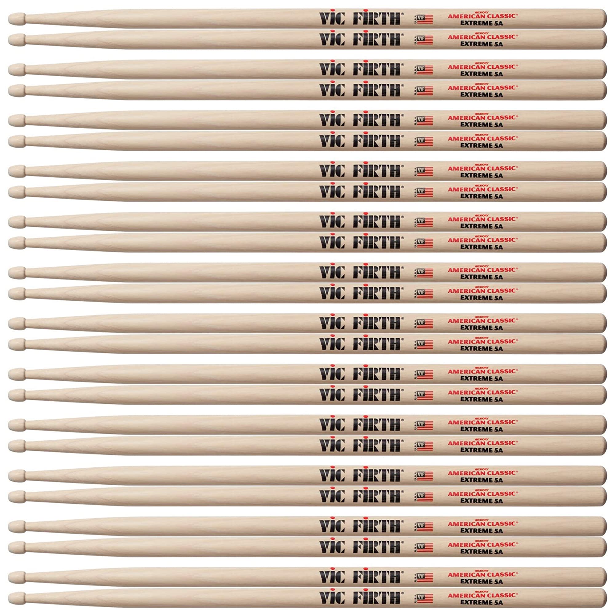 Vic Firth Extreme X5A - Bacchette per batteria con punta in legno, confezione da 12 paia