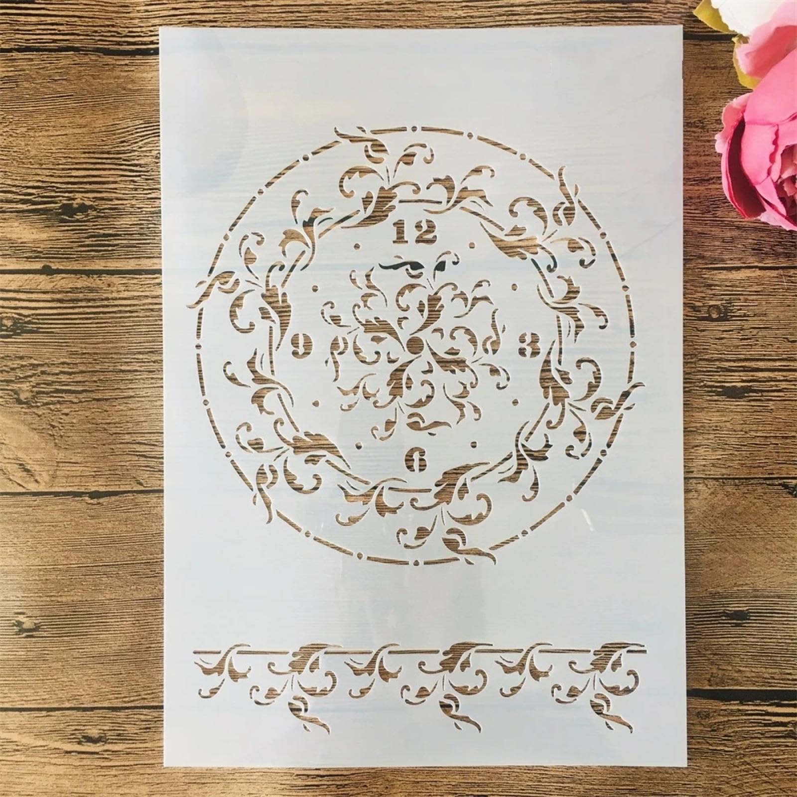 Plantillas para pintar A4 estilo vintage con diseño de reloj para madera y muebles