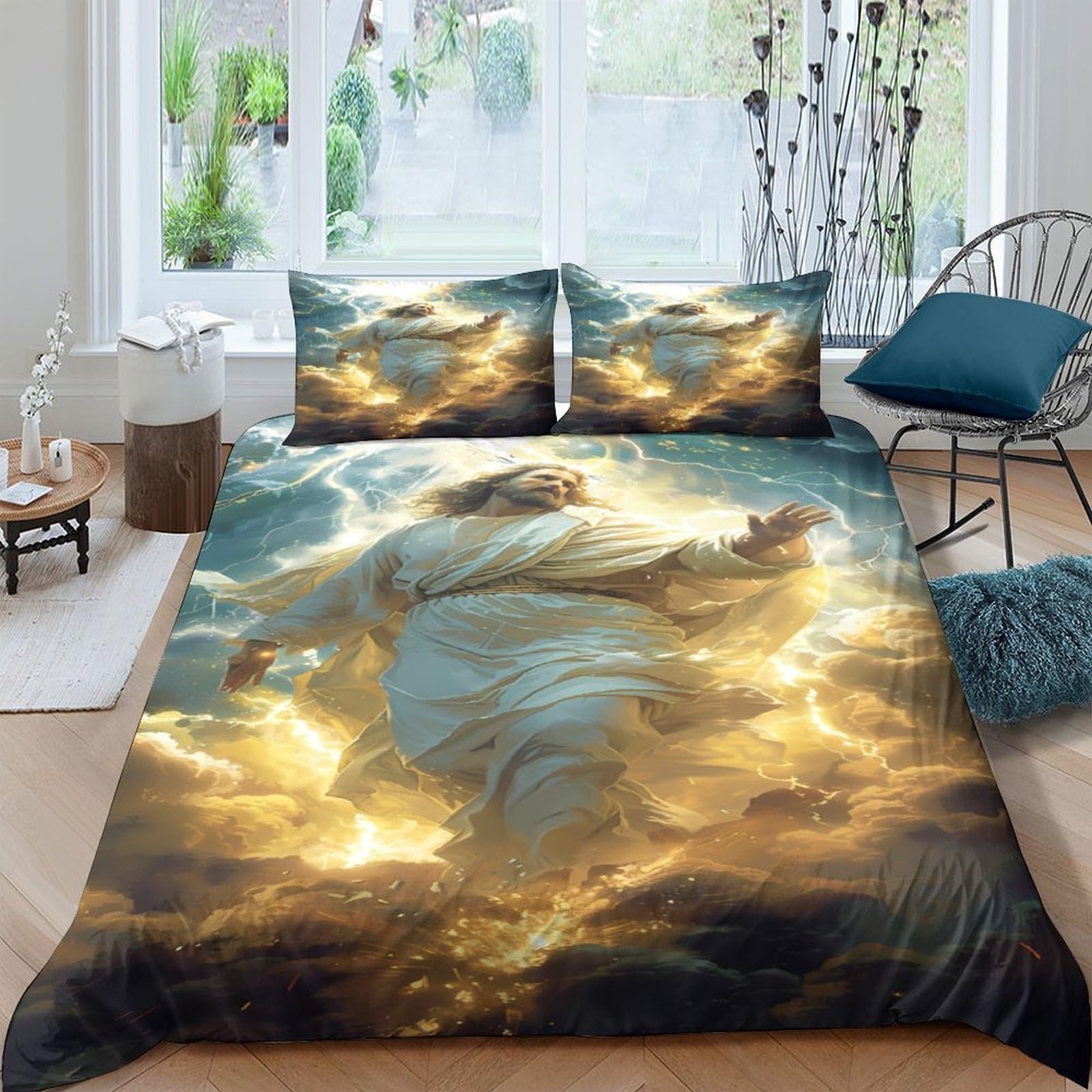 Ctjqhvkz Style-1 3D Printed Angel In Clouds Fitted Sheet Microfiber Soft Anti-Slip Mattress Cover Bedroom Decor Machine Washable Single（135X200cm）