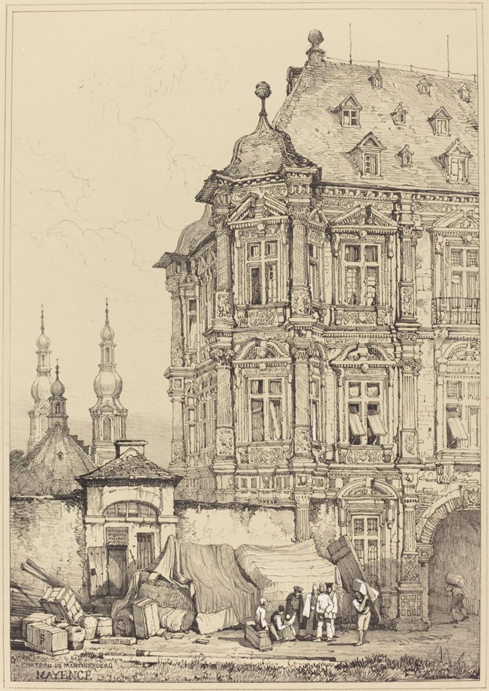 ARTXLXXBN Famous Painting Canvas Artwork Graffiti Print Chateau De Maritinsbourg Mayence by Samuel Prout Portrait Canvas Image for Home Decor 60x90cm