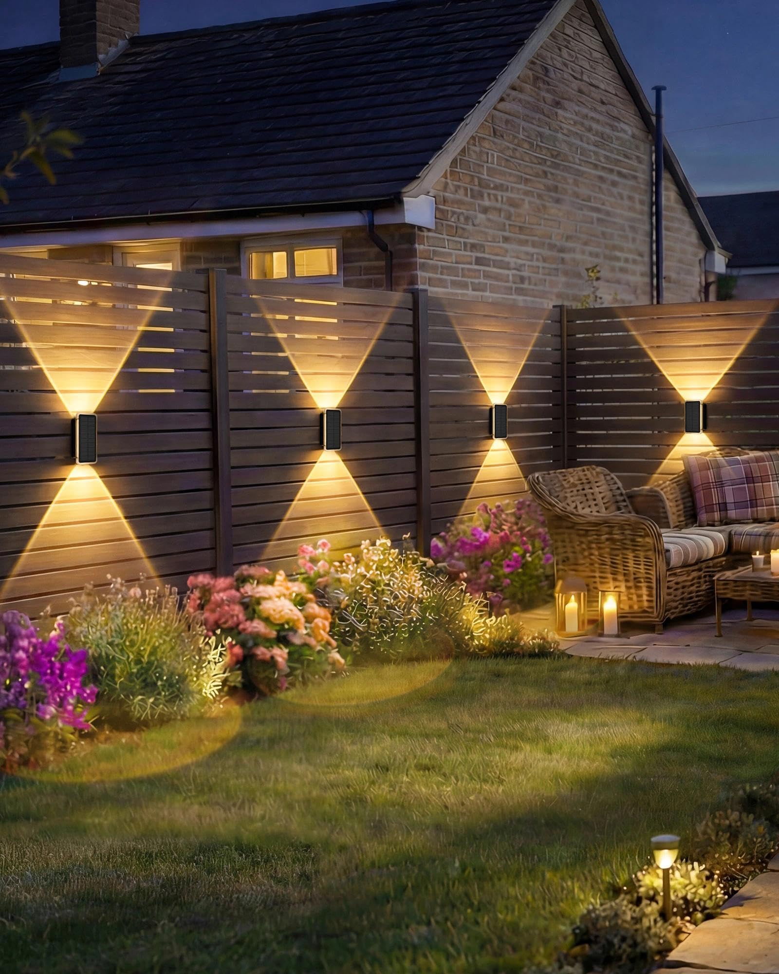 vighep Solar Wandleuchte Außen 8er-Set, Up & Down Leuchte Solar mit 5 Farbtemperaturen 3000K–6000K, IP65 Wasserdicht, Solarlampen für AußenWand und Gartenzaun, für Hauswand, Terrasse, Balkon, Eingang