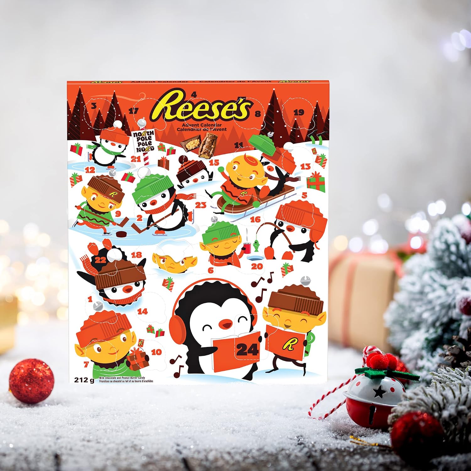 REESES Holiday Advent Calendar with Peanut Butter Chocolate Candy, Gift, 222-Gram