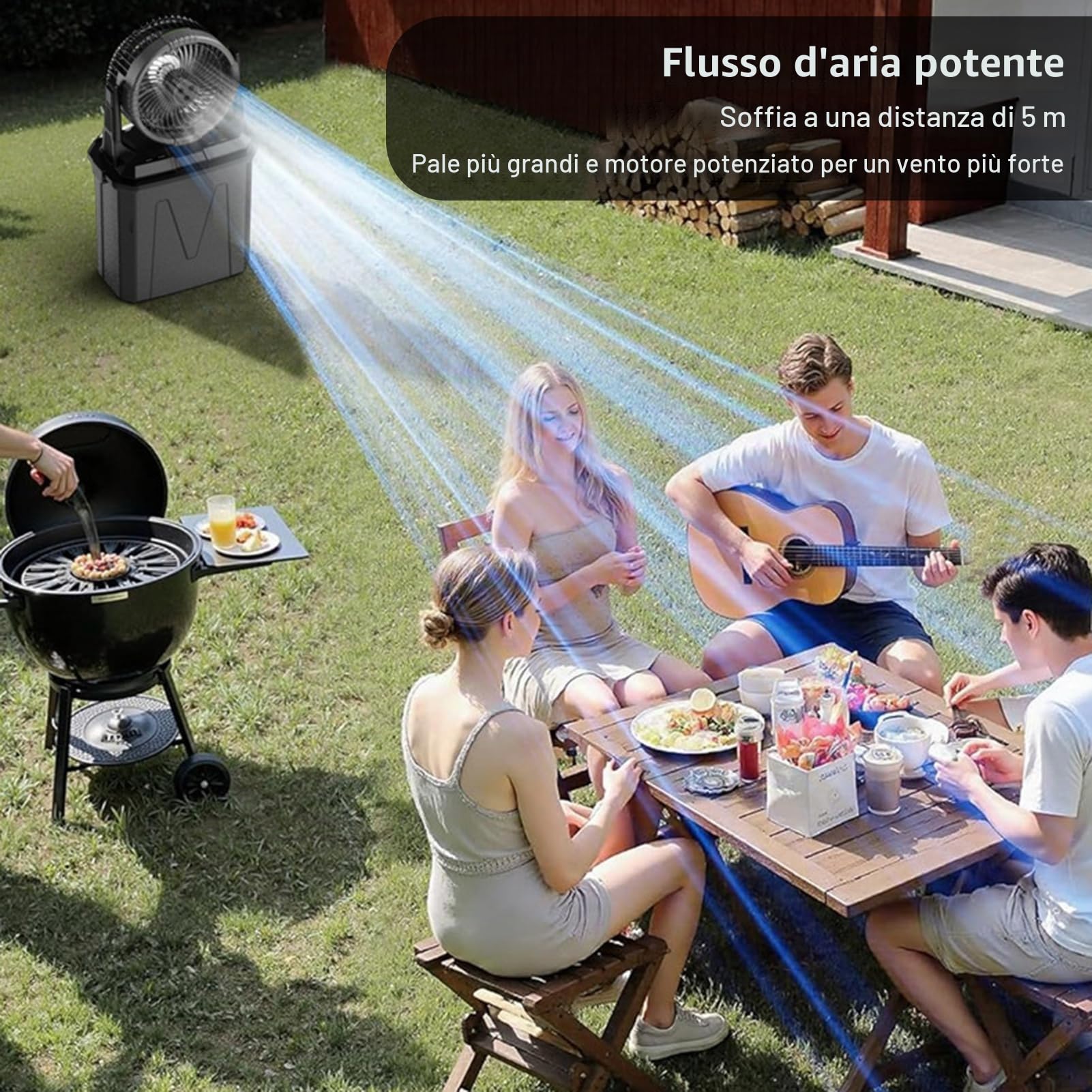 Weytoll Ventilatore nebulizzatore portatile 10000ml, Ventilatore da esterno da 20.000 mAh con funzione nebulizzante, 4 modalità di nebulizzazione e telecomando