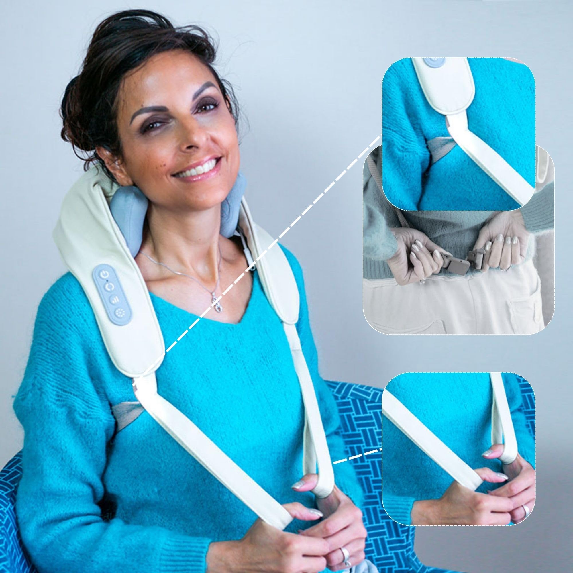 CLIMSOM ZEN | Masajeador de cuello | Masaje Cervical y Cuello | Masaje de espalda | Sensación de un masaje real | Modo manos libres | 3 intensidades de masaje| Batería recargable, cable USB-C incluido