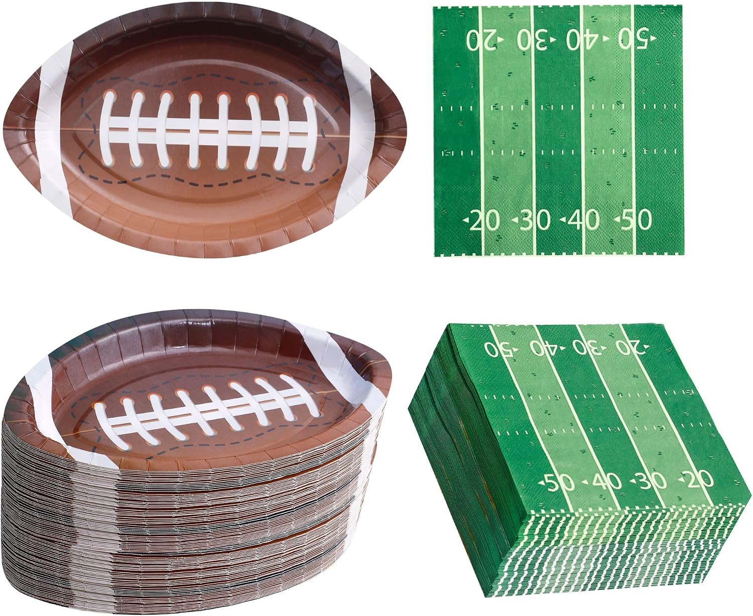 Winoo Design 48PCS Football Plates and Napkins Party Supplies - Serves 24 - Football Decorations Decor Super Bowl Football Game Day Birthday Party Favor