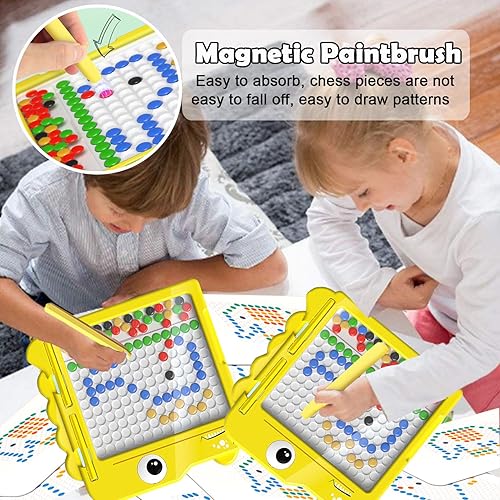 Miniatura 3 de ailixinda Tablero magnético de dibujo para niños, tablero de dibujo grande con bolígrafo magnético y cuentas, arte de puntos magnéticos para niños