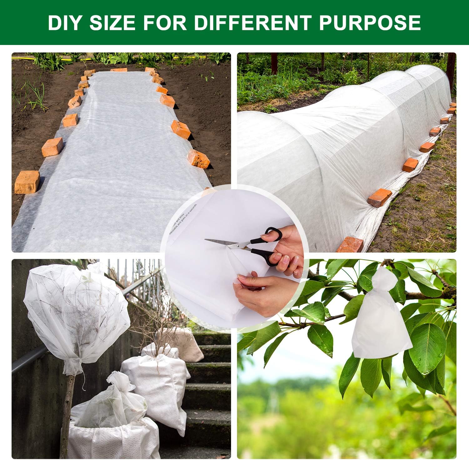Kuptone Plant Covers Freeze Protection, 1oz 8ft×24ft Garden Fabric Plant Cover Frost Cloth Floating Row Cover for Frost Protection, Plant Growth and Sun Pest Protection