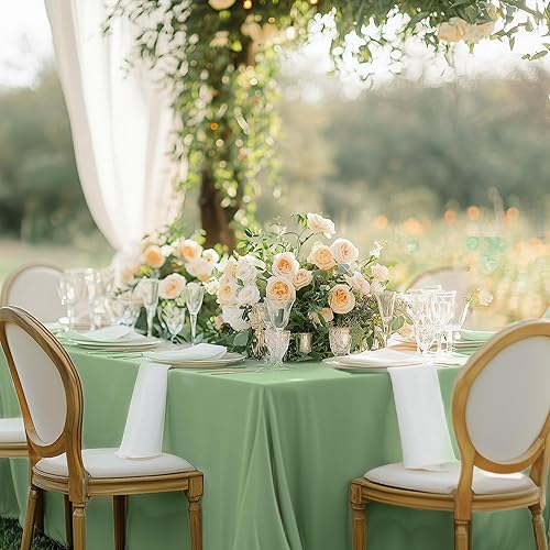 Miniatura 4 de joybest Paquete de 6 manteles de poliéster blanco de 60 x 102 pulgadas para mesas rectangulares de 6 pies, resistentes a las manchas y a las