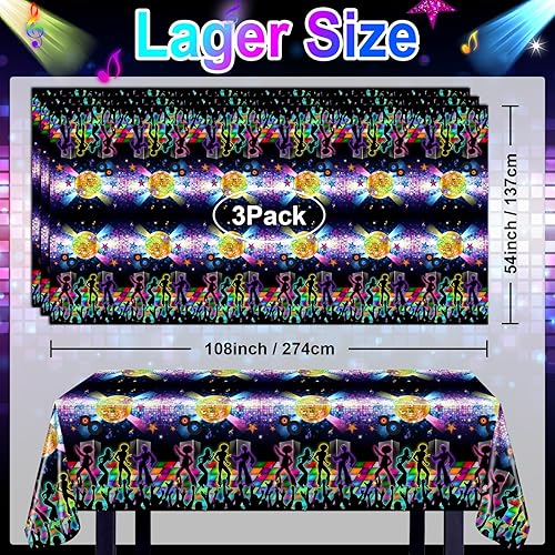 Miniatura 2 de Avezano 3 manteles de mesa de discoteca de los años 70 para decoración de fiesta de los años 70, decoraciones de fiesta de plástico de los años 70