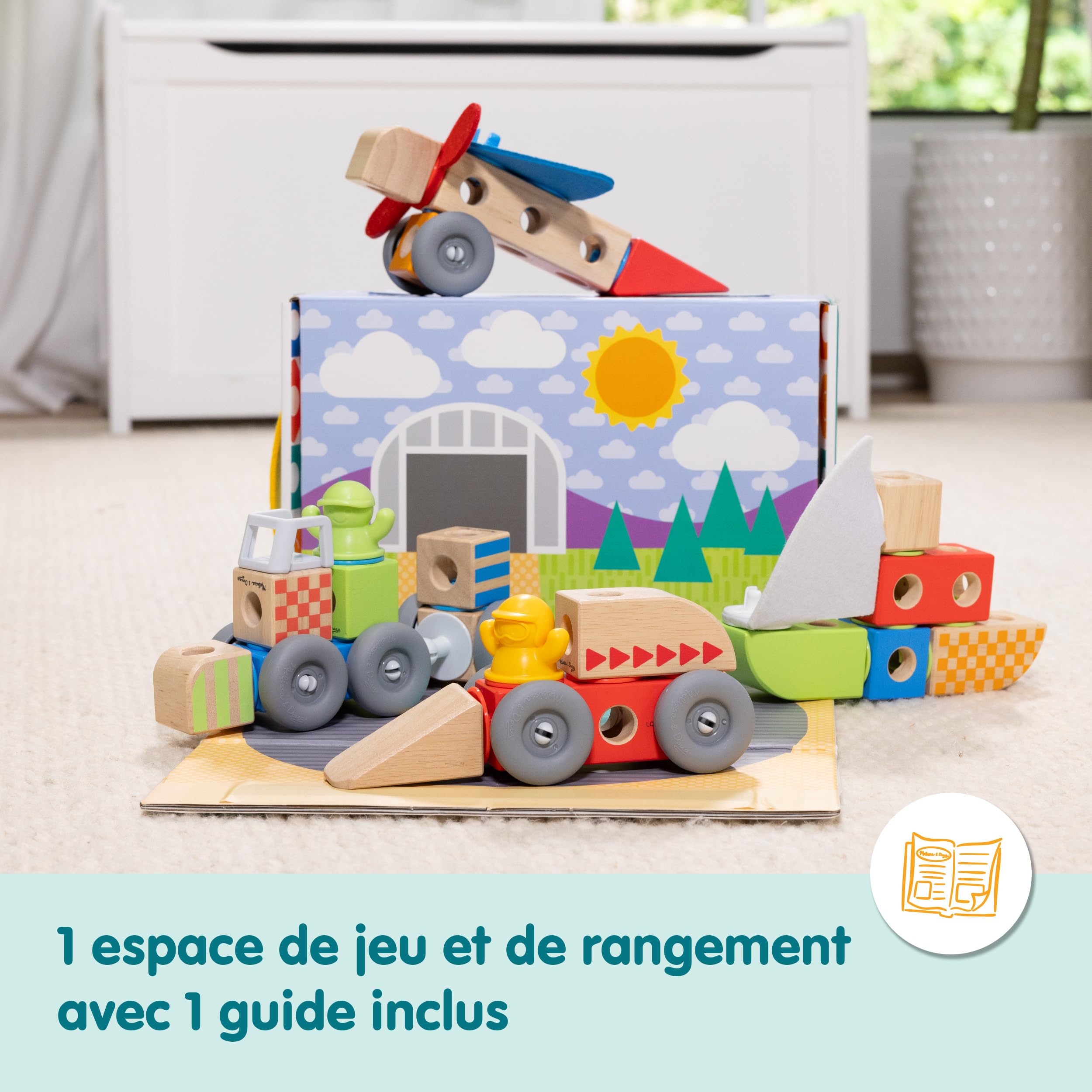 Melissa & Doug - Blockables - Véhicules 54 Pièces - Puzzle Enfant - Jeu Montessori - Jouet En Bois - Jouet D'Activité, De Développement Et Apprentissage - Cadeau Enfant 2 Ans Et + -