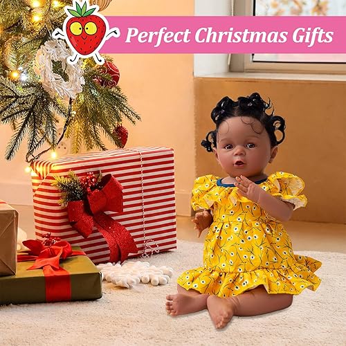 Miniatura 6 de yompray Muñecas de bebé Reborn de 18 pulgadas, realistas, afroamericanas, con aspecto real, de cuerpo completo, de vinilo suave, para niños a partir