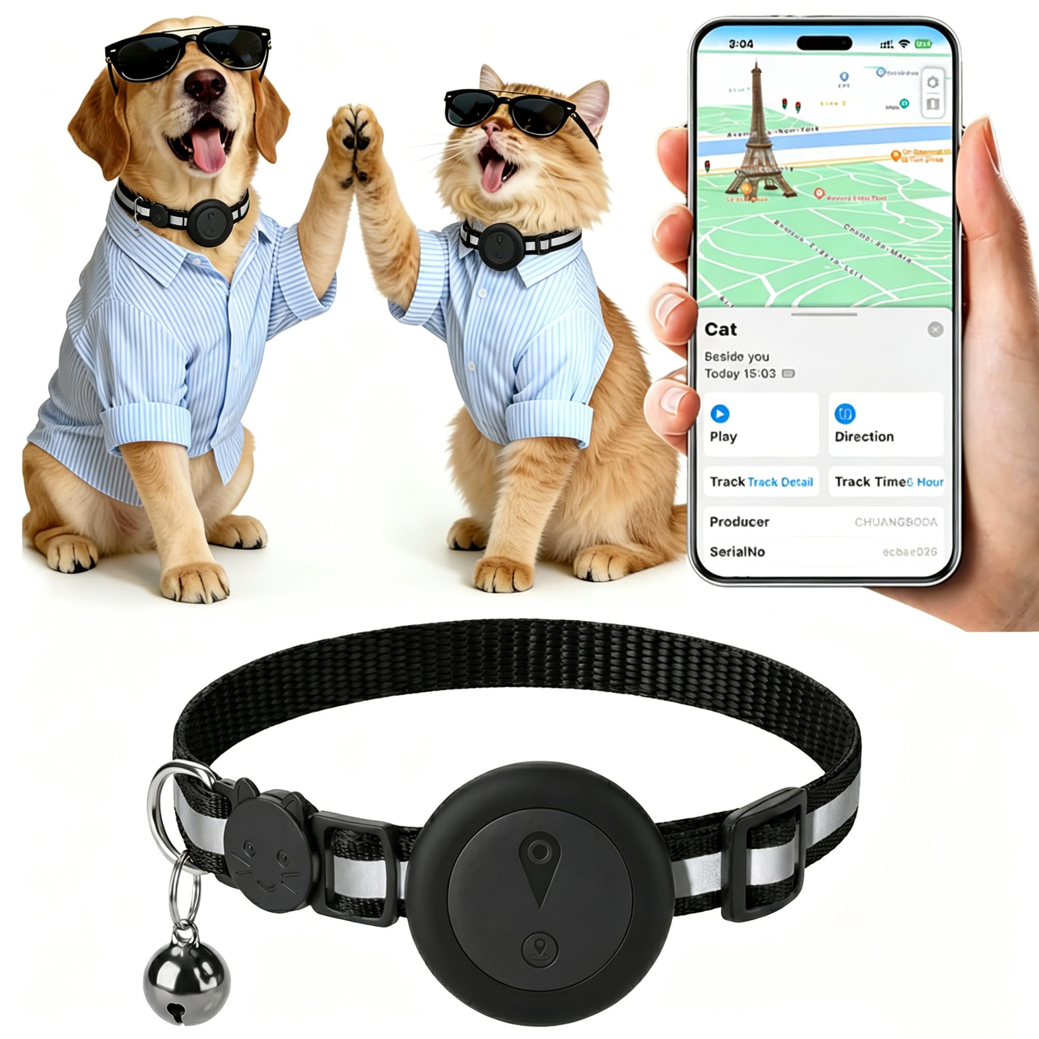 GPS Cat Necklace 2 in 1