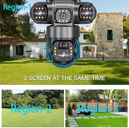 Miniatura 4 de Cuifati Cámara de seguridad solar para exteriores, lente triple de 2 MP, cámara exterior alimentada por batería 4G con detección de movimiento AI,