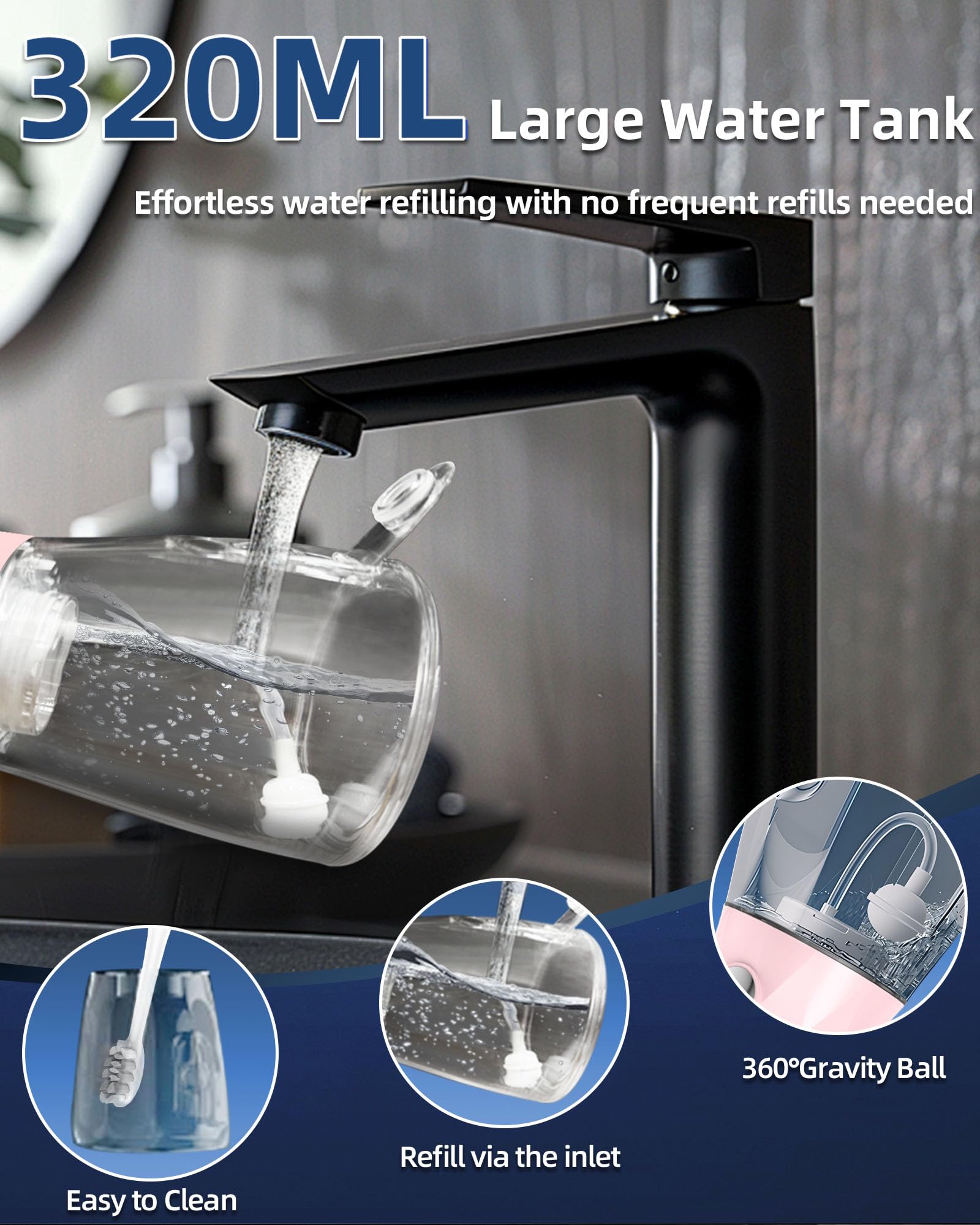 Combo de hilo dental y cepillo de dientes eléctrico, kit de limpieza oral 2-1, cepillo de dientes eléctrico sónico de 5 velocidades y irrigador dental portátil de 4 velocidades para limpiar