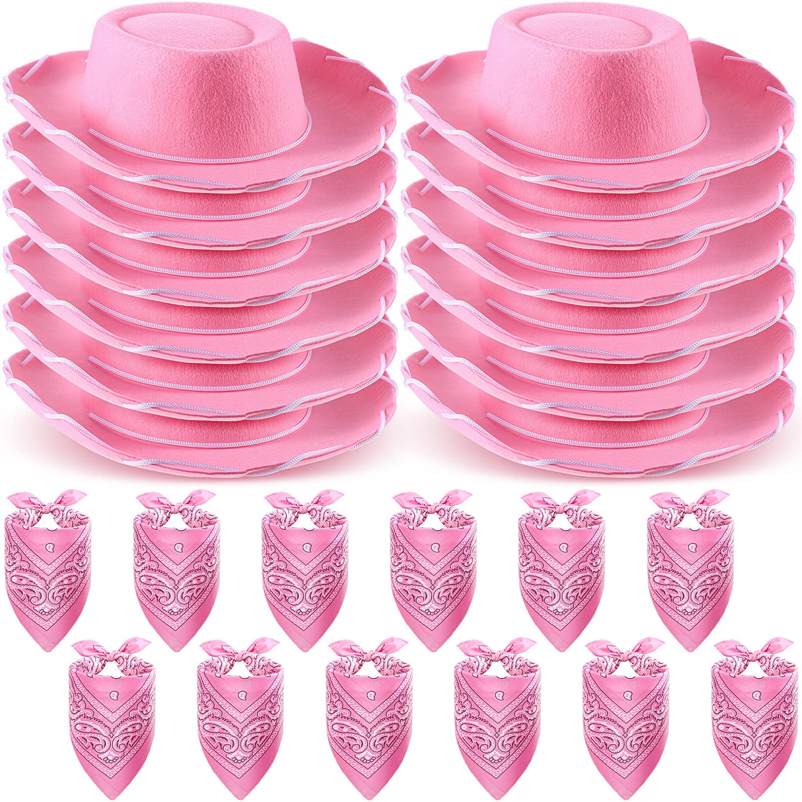24 Pieces Cowboy Hats and Bandanas for Kids Western Cowboy Costume Hat Accessories for Toddler Child Western Theme Birthday Party Supplies Halloween