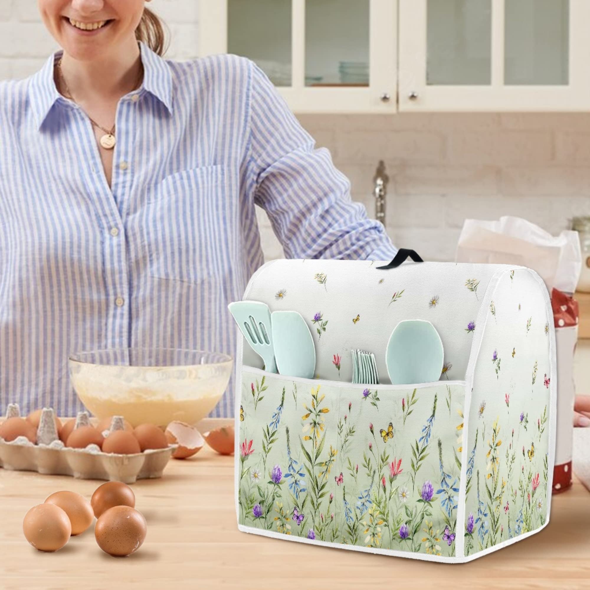 chaqlin Pokrowiec na mikser ogrodowy z kieszenią na mikser stojący, osłona miksera kuchennego, osłona miksera kuchennego, osłona miksera, toster, blender, pokrowce na małe urządzenia, osłona przeciwpyłowa