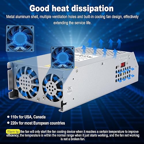 Miniatura 3 de BOSYTRO Adaptador de fuente de alimentación de conmutación de 12 V 125 A 1500 W DC PSU AC 110 V220 V-CC 12 V Adaptador de transformador, para