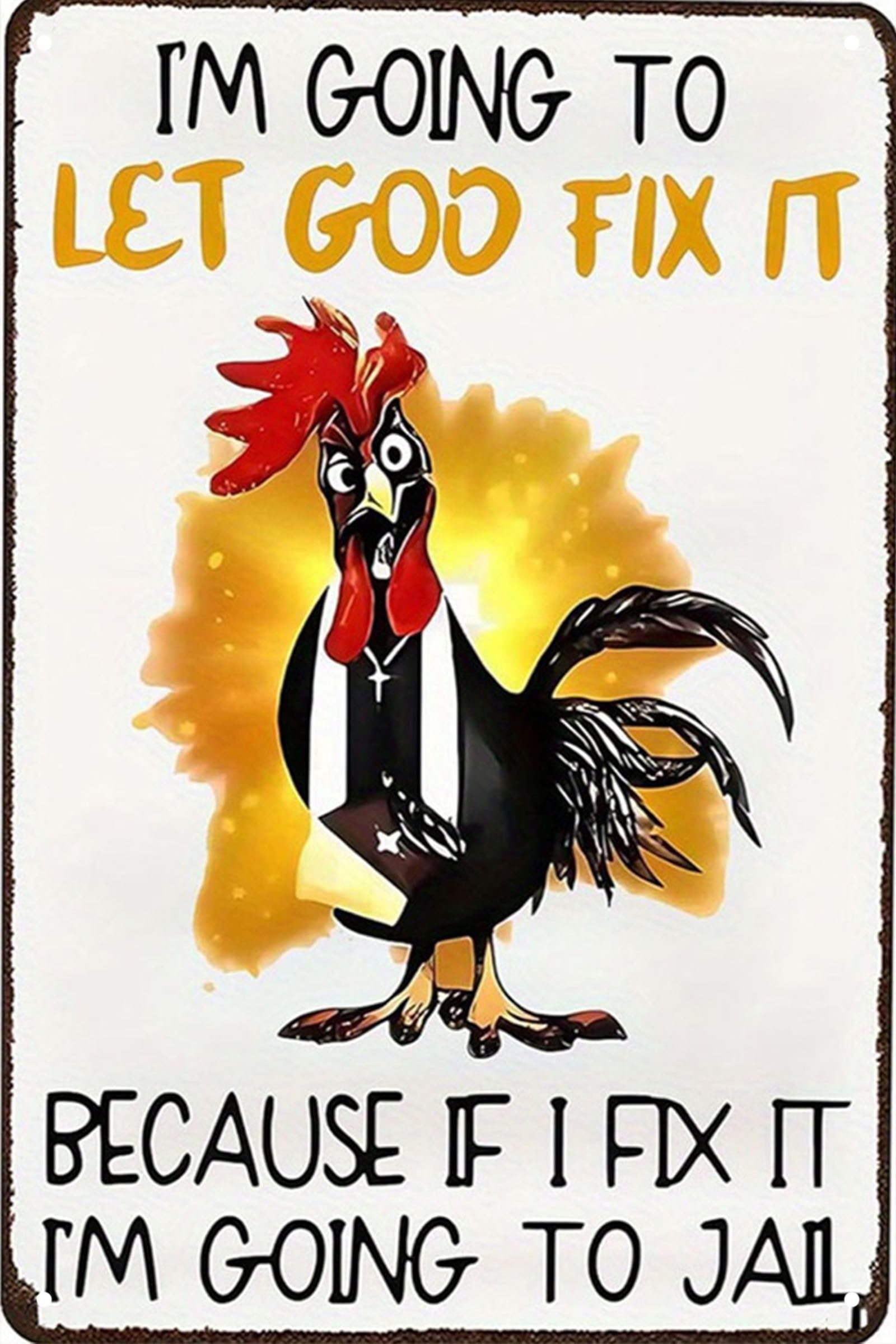 Nianxi Going To Vintage Funny Chicken Tin Sign,Retro Love Of Chick Metal Sign,Rooster Decor For Fowl Lovers Chicken House Fence Farm Home Garage 8X12 Inches (Going To)
