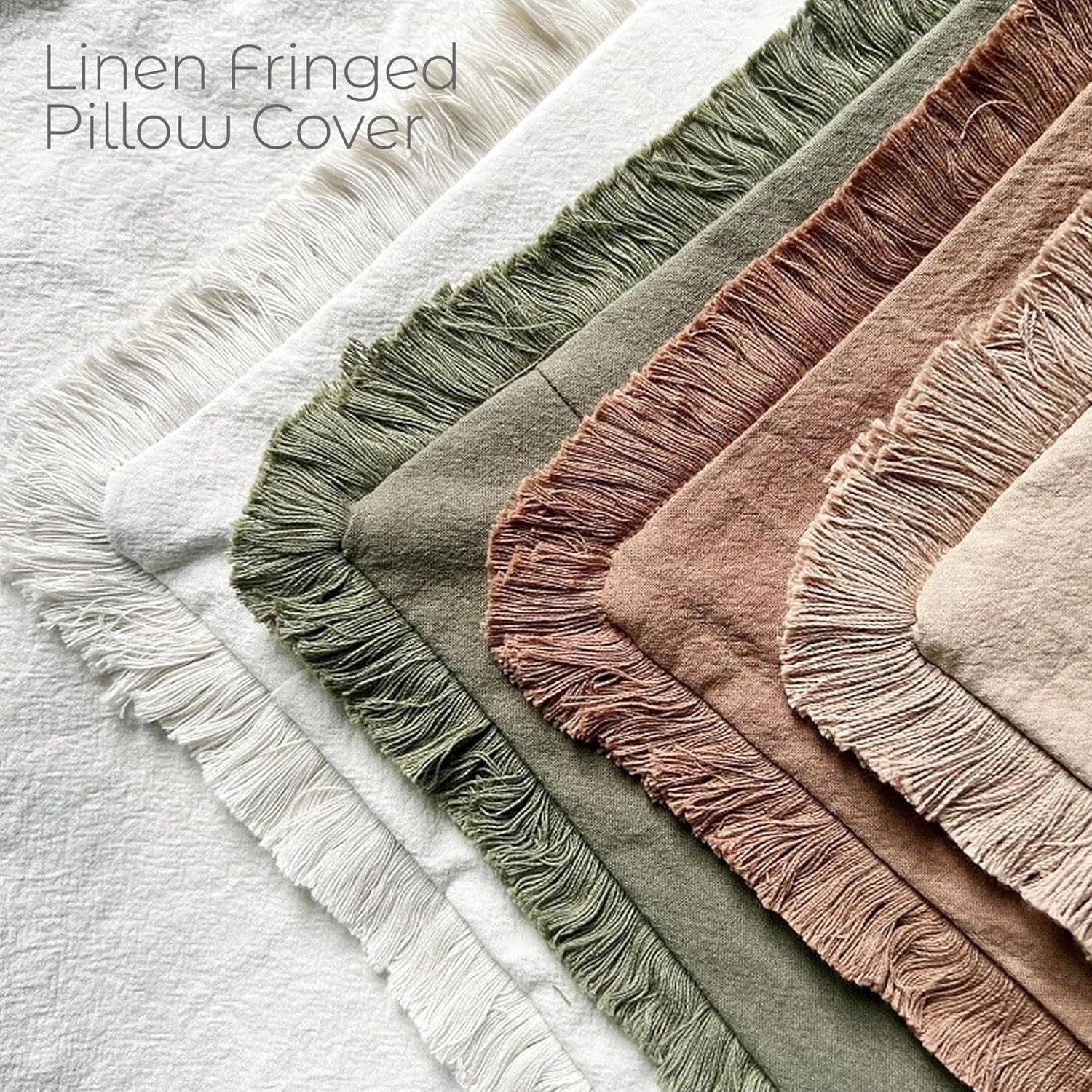 2er Set neutralen Baumwolle Quasten Kissenbezug,Kissenbezug Boho,Kissenbezug 50x50 Beige,Dekorative Leinen-Kissenbezüge,Boho-Stil mit Fransen,für Couch Sofa Schlafzimmer Wohnzimmer Heimdekoration