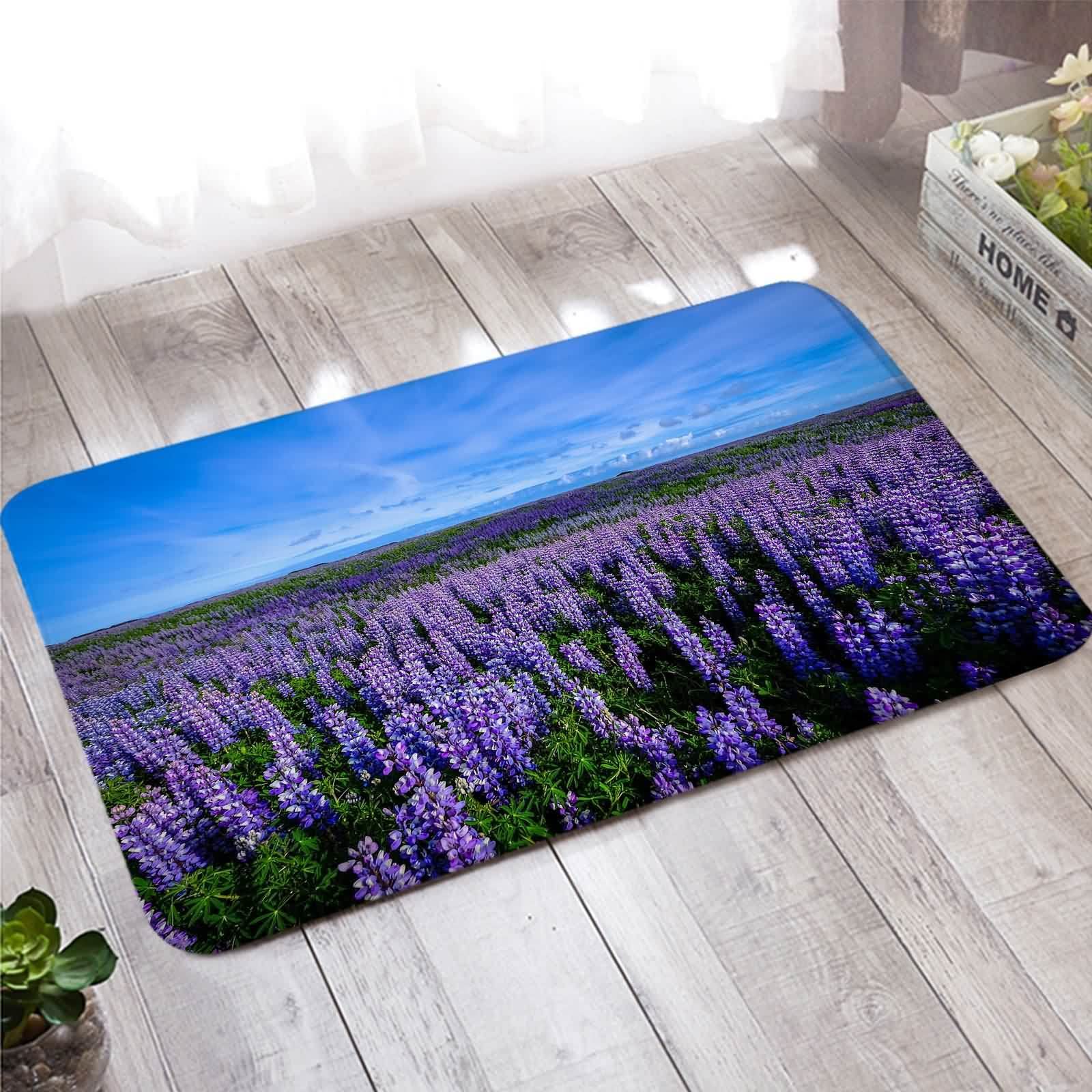 Paillasson Absorbant Violet Vert Lavande 60X180cm, Tapis Entree Exterieur et Interieur