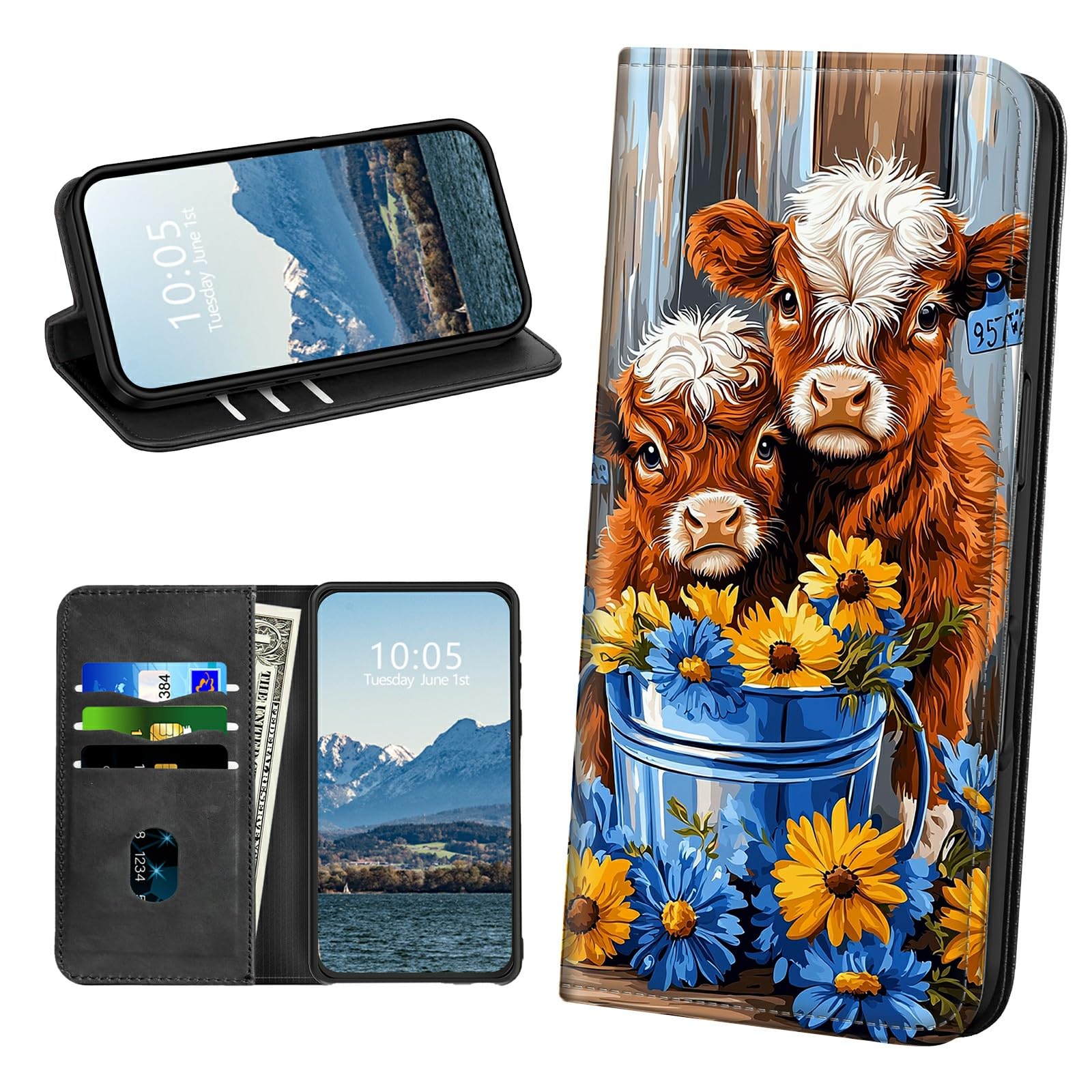 BFDHGQZC Wallet Case for Samsung Galaxy S24 Plus with Card Holder Slots RFID-Shielded PU Leather Kickstand Shockproof Magnetic Protective Case for