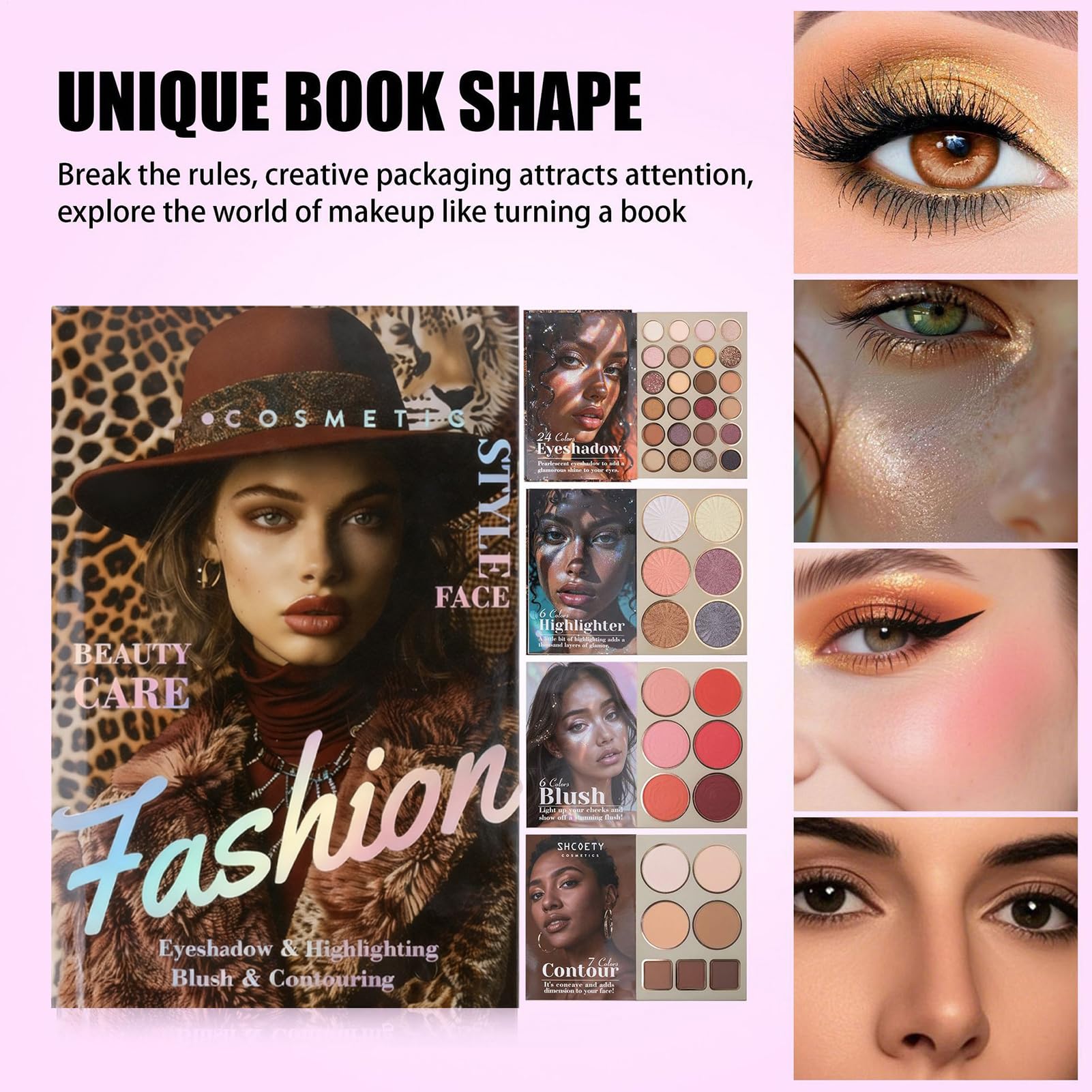 Viso,Polvere Opaca Sfumata per Blush ed Highlighter | Libro Contouring Blush | Per Donne Ragazze Tutti i Tipi di Pelle Ideale per Natale Compleanno Festa Cerimonia