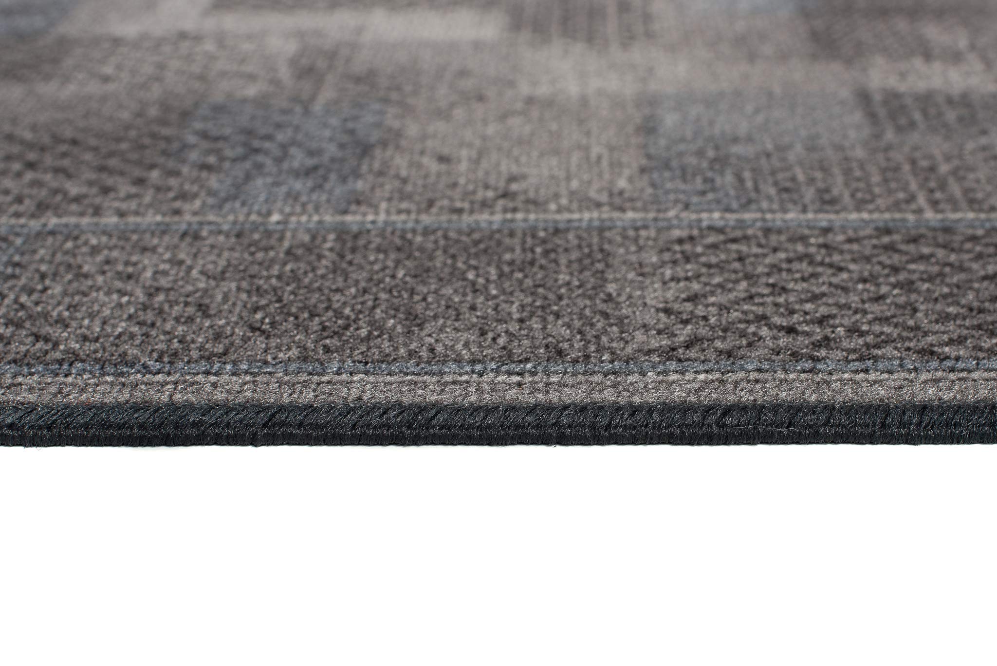 TAPISO Antidérapant Tapis Couloir Long Tapis au Mètre Tapis de Passage Poils Ras Tapis Entrée Cuisine Évier Chambre Escaliers Moderne Gris Anthracite Abstrait Bordé 100 x 190 cm
