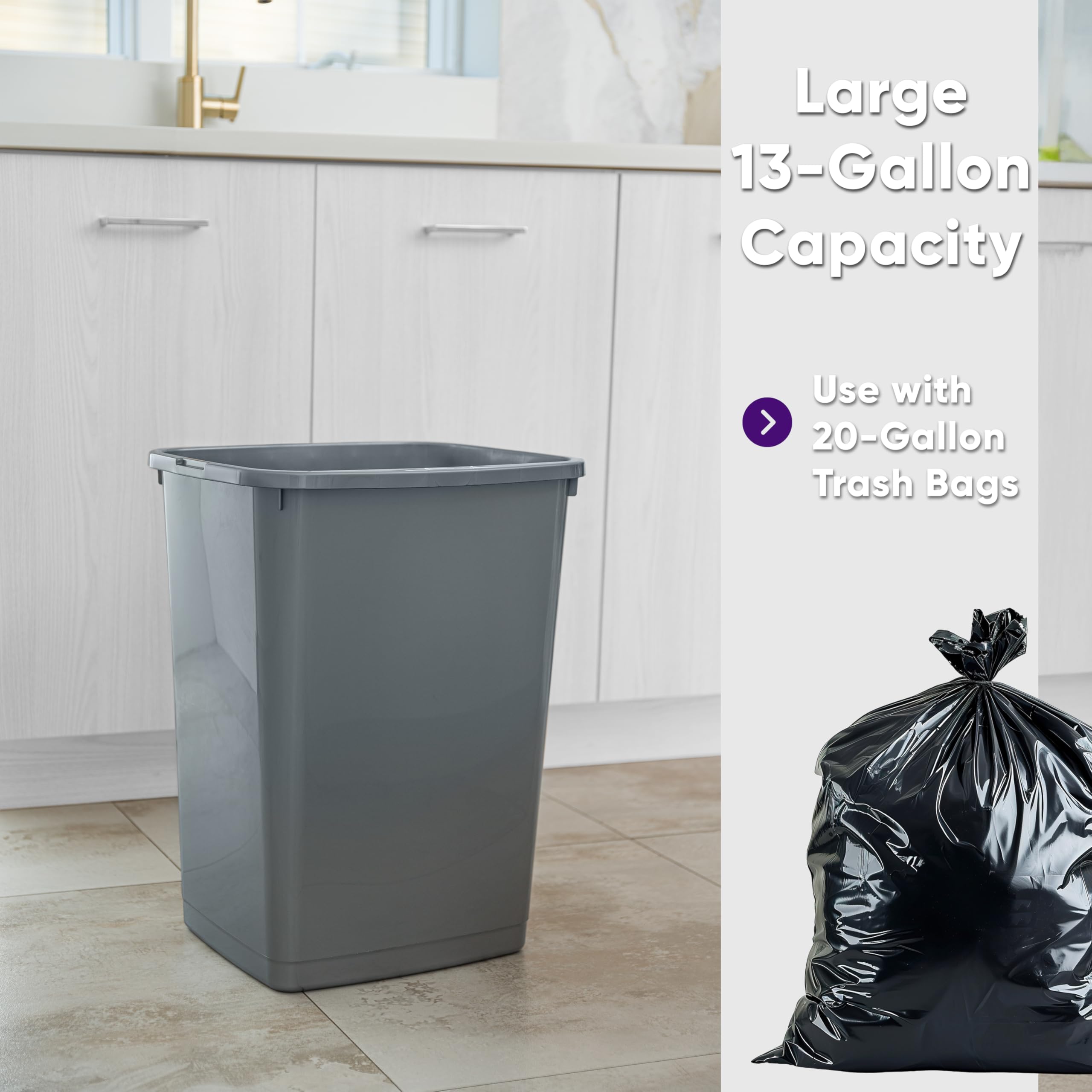 Snapklik.com : Superio Large Kitchen Trash Can 13 Gallon, 52 Qt Waste ...