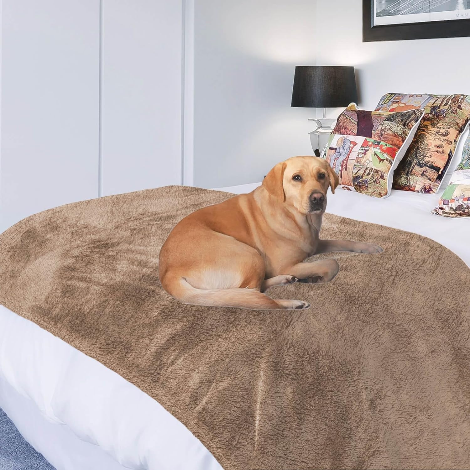 PETHUR Fuzzy Dog Blanket for Couch Bed Sofa, Waterproof Pet