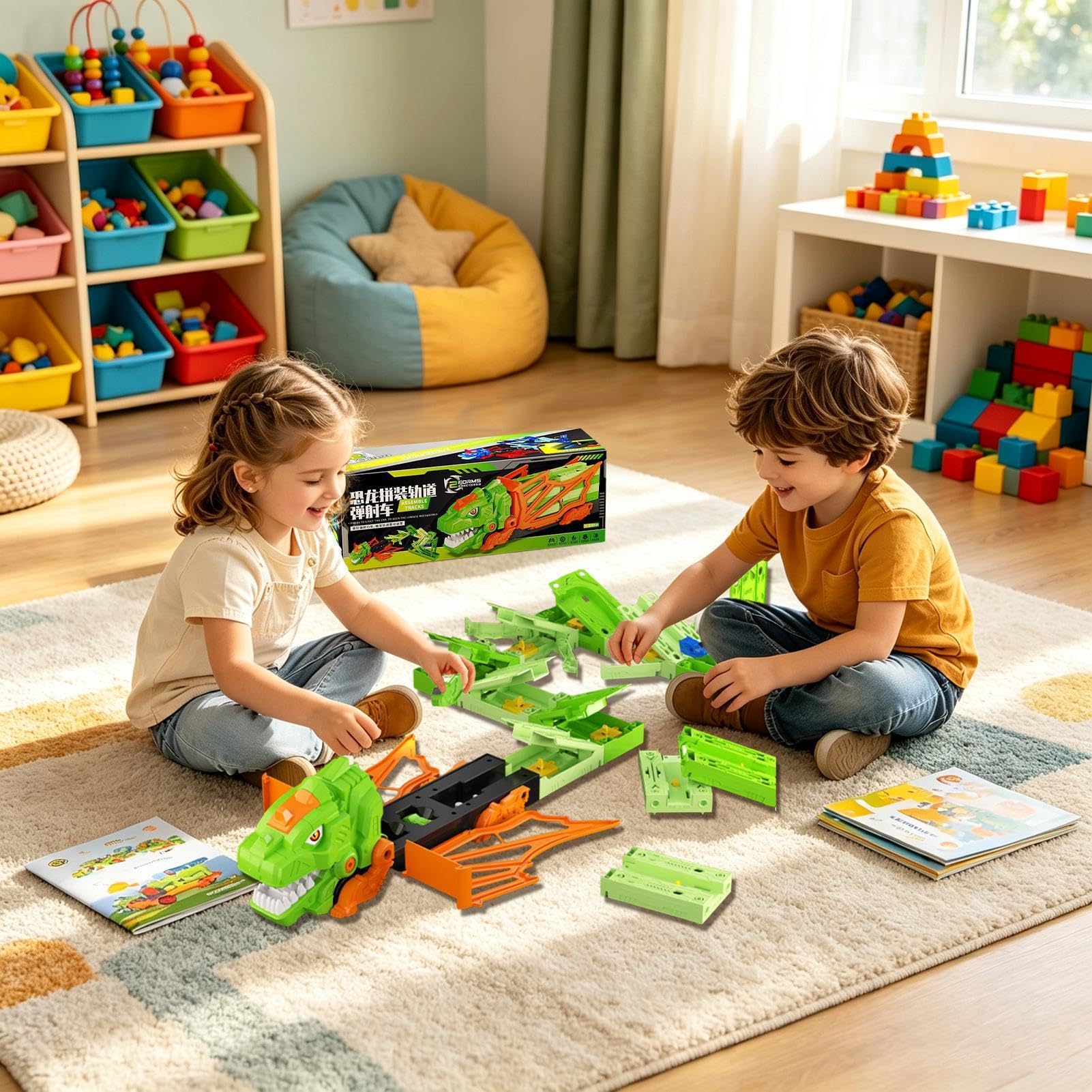 Pista Dinosauri Macchinine Da Corsa Giocattoli Veicoli Playset Interattivo | Set Pista Macchinine Per Bambini E Bambine Interno Esterno Prescuola Asilo Viaggio Compleanno