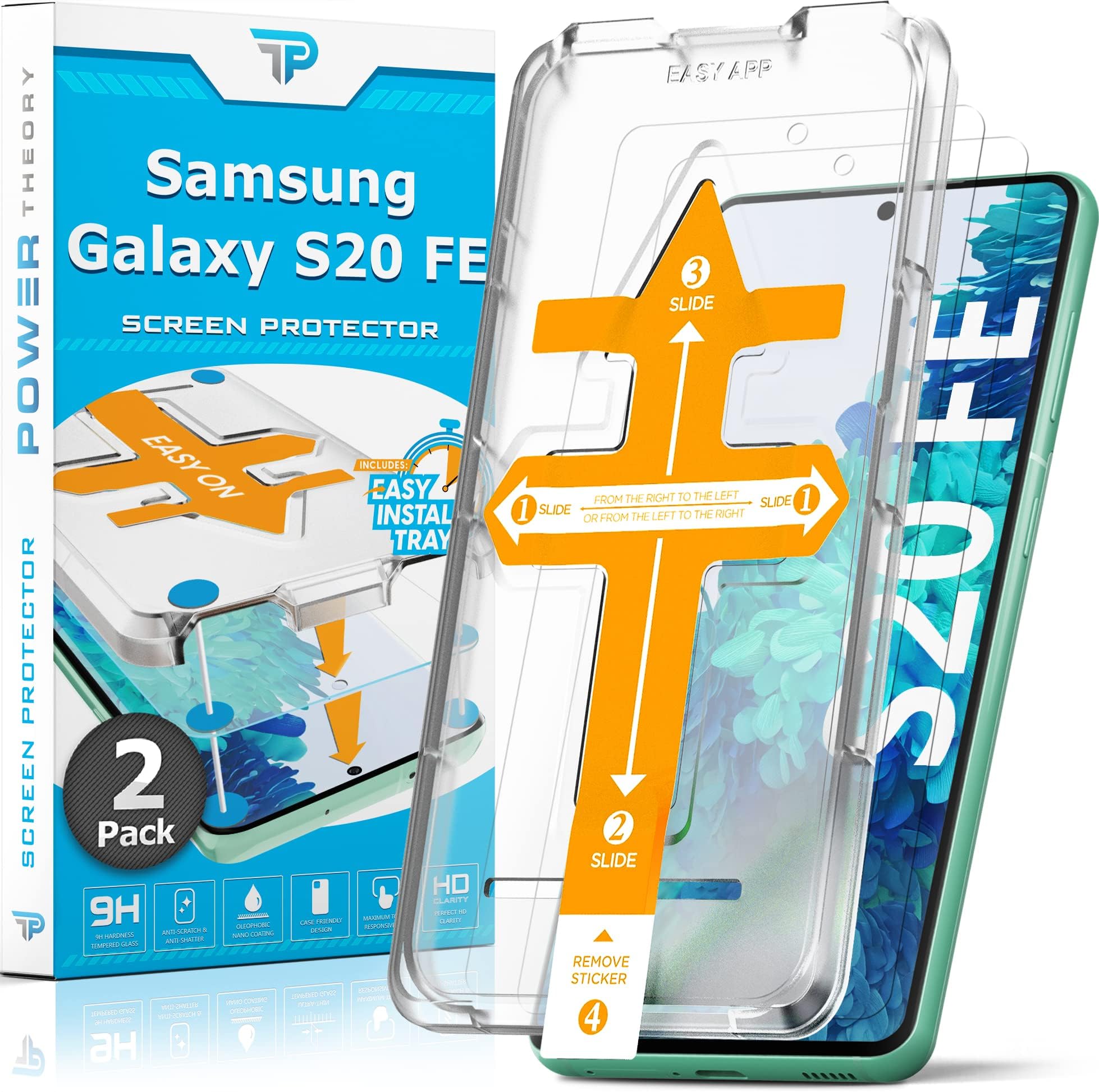 Designed for Samsung Galaxy S20 FE 5G / 4G Screen Protector Tempered Glass [9H Hardness], Easy Install Kit, 99% HD Bubble Free Clear, Case Friendly, Anti-Scratch, 2 Pack