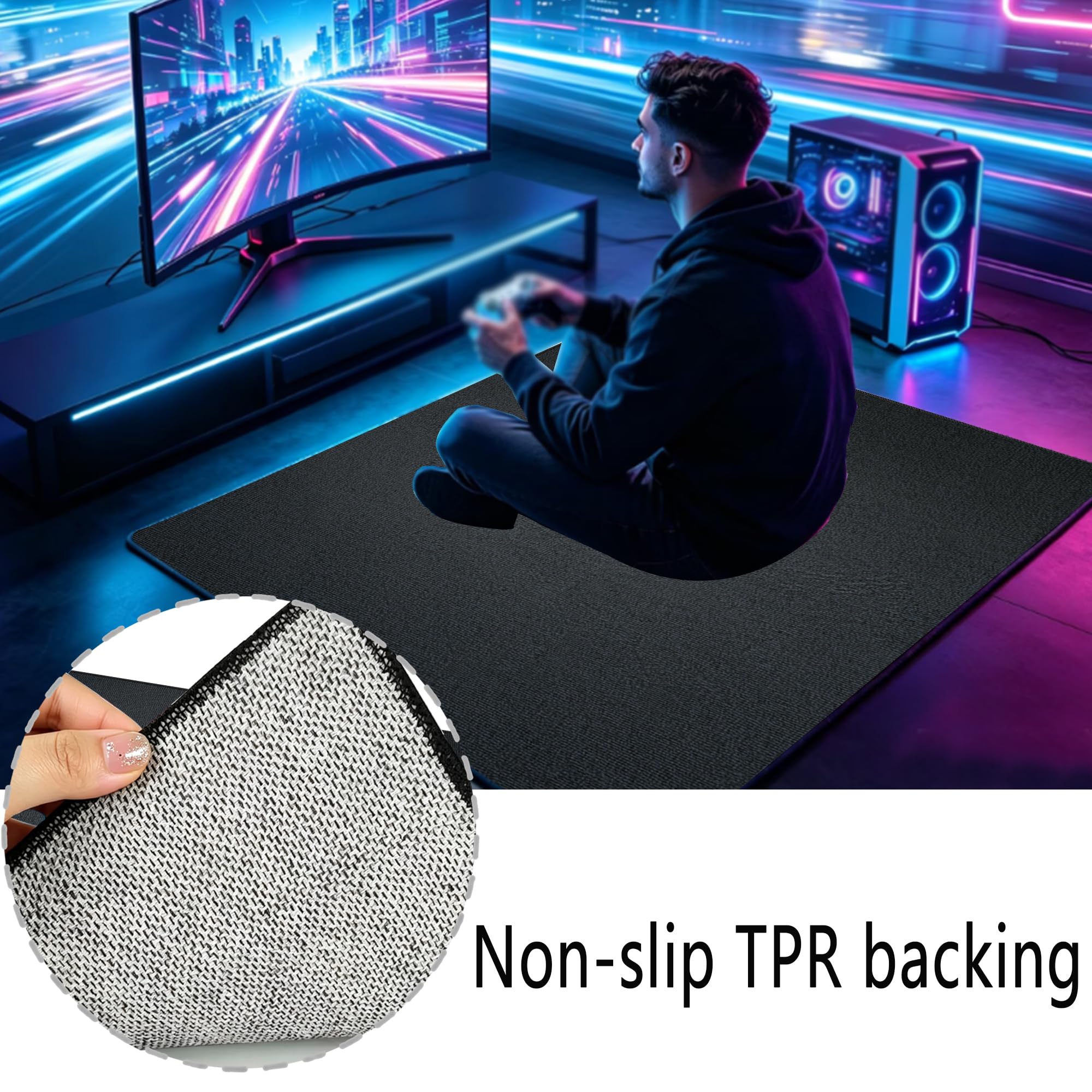 Tappeto Camera da Letto Ragazzo Bambini, Decorative Accessori Stanza Gaming, Antiscivolo, Tappeto Zone Game 3D, Adatto per Scrivania E Sedia da Gaming - 110x160cm/43.31x62.99inch