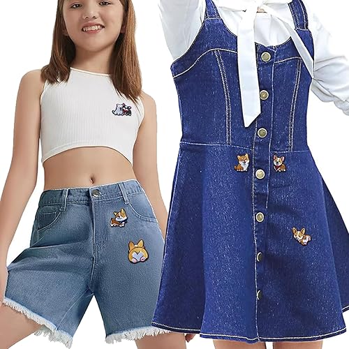 Miniatura 5 de Divertido parche para planchar para perros, 7 piezas de sonrisa Corgi Akitas Dachshund para coser en parche, parche bordado emblema insignia para