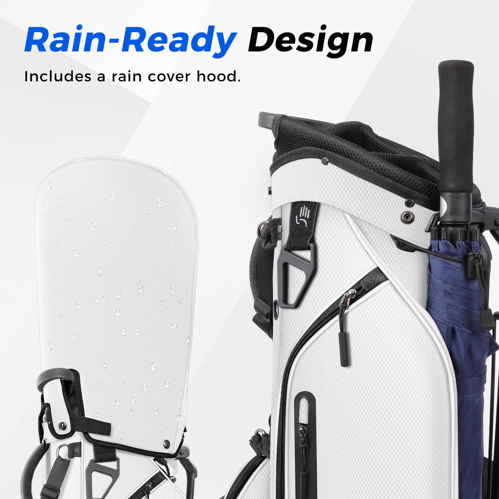 Findway Golf Standbag mit 5 Fach Unterteilung, 7'' Golfbag mit gepolstertem Doppelschultergurt, 5 Taschen, Regenhaube, Leichte Golftasche mit Ständer für Herren und Damen, Geschenk für Golfer